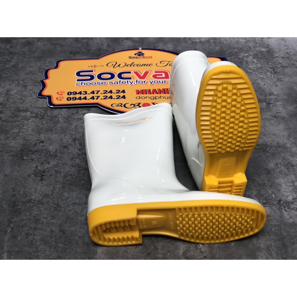 Ủng Lội Nước Trắng Đế Vàng Thùy Dương cao cấp