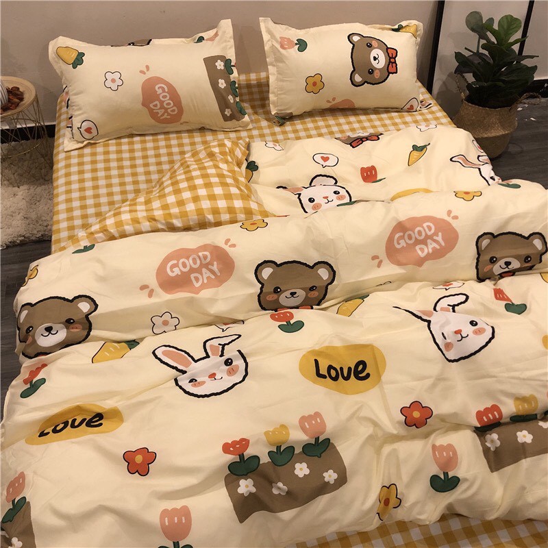 Bộ Chăn Ga Cotton POLY THỎ VÀ GẤUchăn, ga, cotton, ga nệm, chăn ga, cotton poly, chăn nệm, chăn ga gối, bedding️