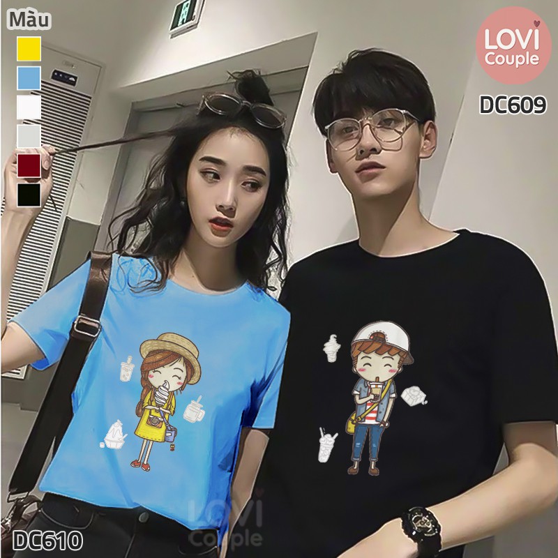 [Dòng Cao Cấp] Áo Thun Cặp Trắng Boy DC609 &amp; Girl DC610