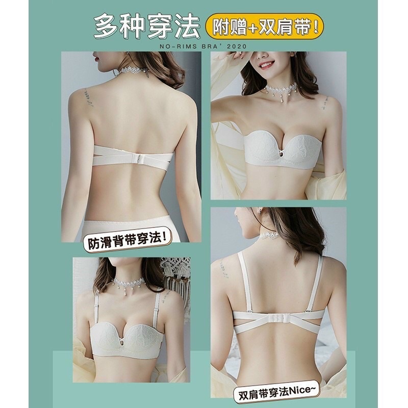 Áo Lót Quây Không Dây Chống Tụt Ren 3D Mút Mỏng Không Gọng - siêu gom ngực,tạo khe ngực quyến rũ, gợi cảm