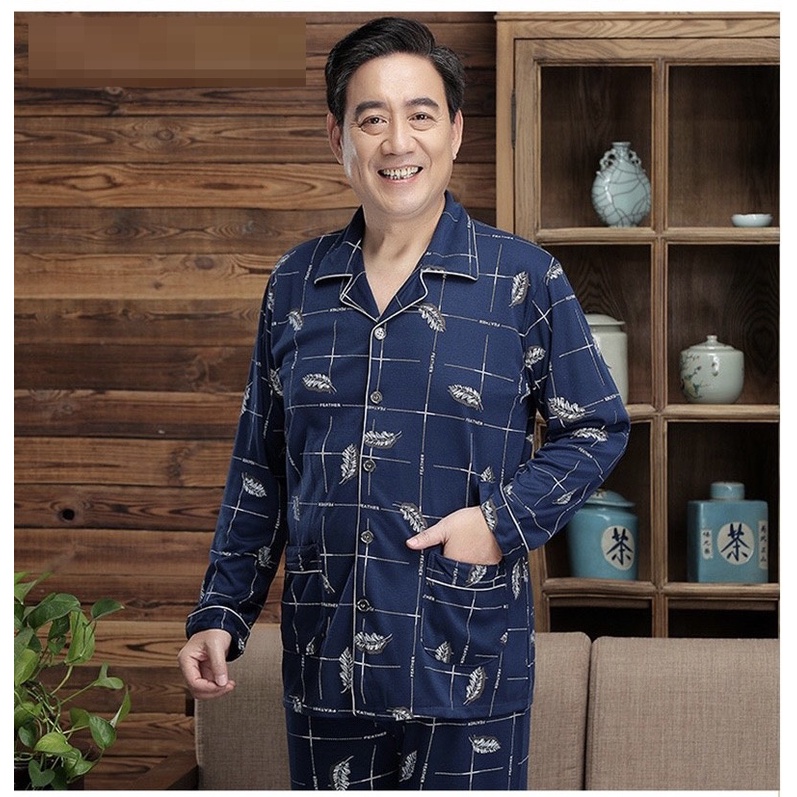 NG1381 - Bộ pyjama nam chất cotton cho người trung tuổi