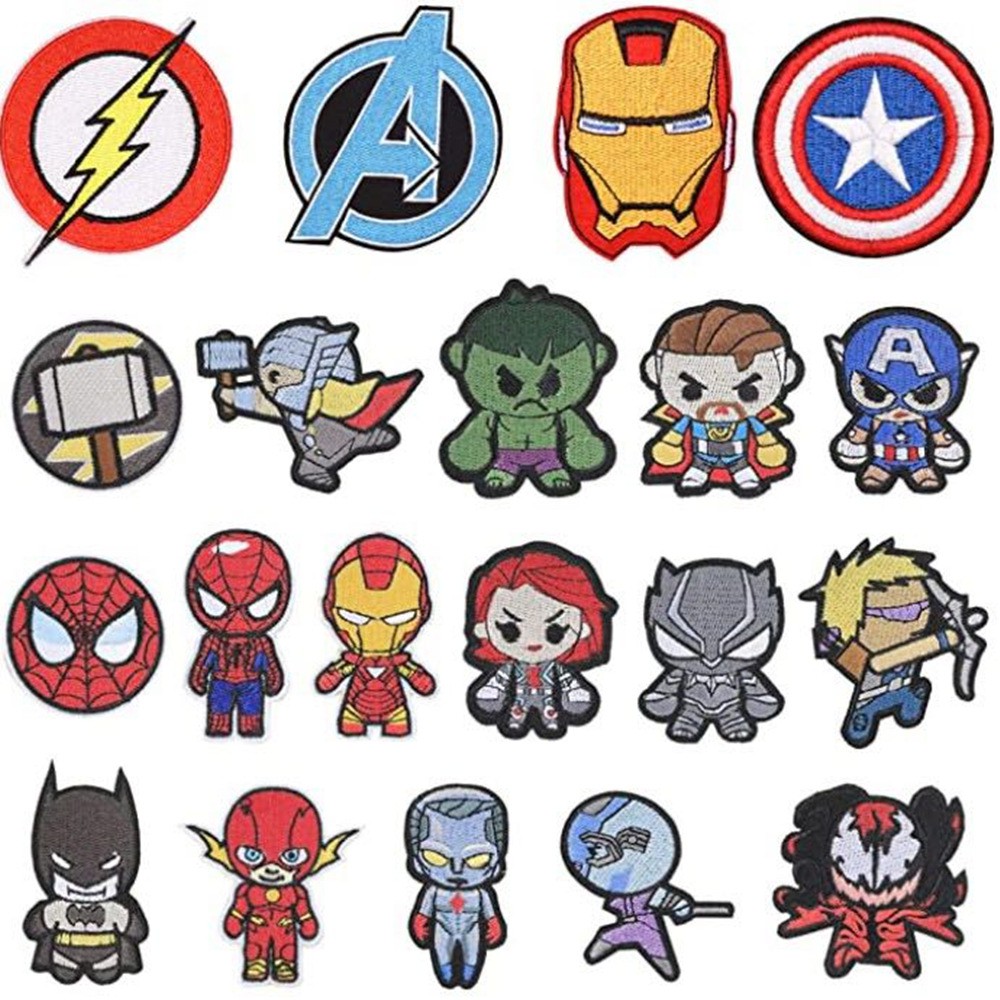 Bộ 20 Marvel Hero Sticker Ủi Thêu Hình Dễ Thương