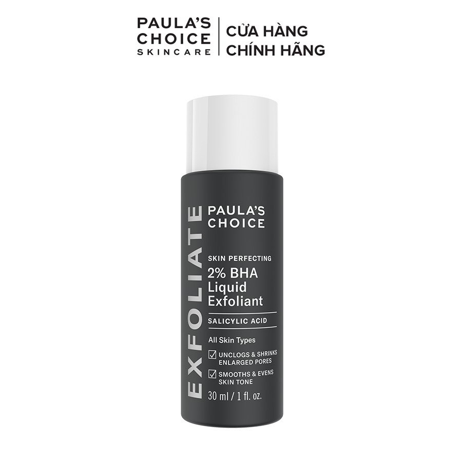 BHA Paula Choice 2%, Tẩy tế bào chết Paula's Choice Skin Perfecting 30ml. giảm mụn ẩn mụn đầu đen