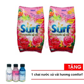Combo 2 bịch Xà bông giặt đồ Surf - Bột giặt surf 800g Tặng 1 chai nước xả hương comforf mùi tự chọn