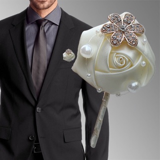 [Kiểu 2] Ghim cài áo vest chất satin sang trọng - Hoa cài áo cô dâu chú rể - Phụ kiện cài áo nam nữ