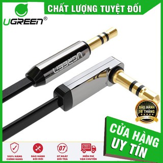 Ugreen 10597 - dây audio 3.5mm dẹt,mạ vàng 1 đầu vuông 90 ✔hàng chính hãng ✔
