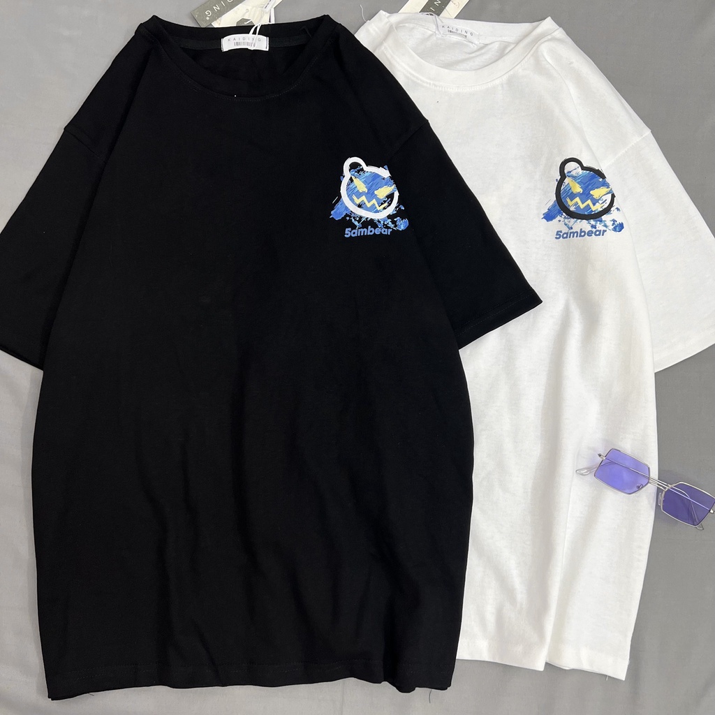Áo thun cotton basic MEANSTORE tee cổ tròn tay lỡ sọc phối màu pull oversize unisex form rộng nam nữ - Bear