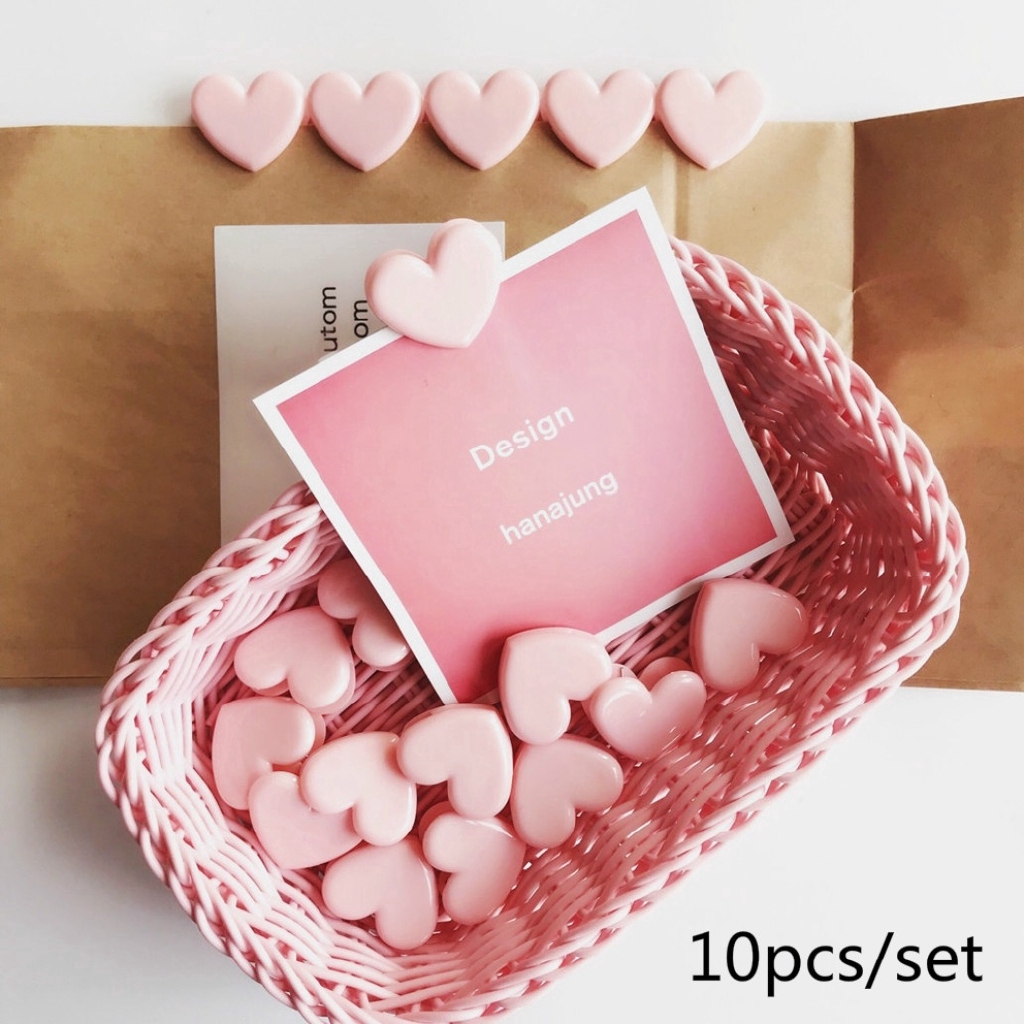 Set 10 Kẹp Giấy Mini Hình Trái Tim Màu Hồng