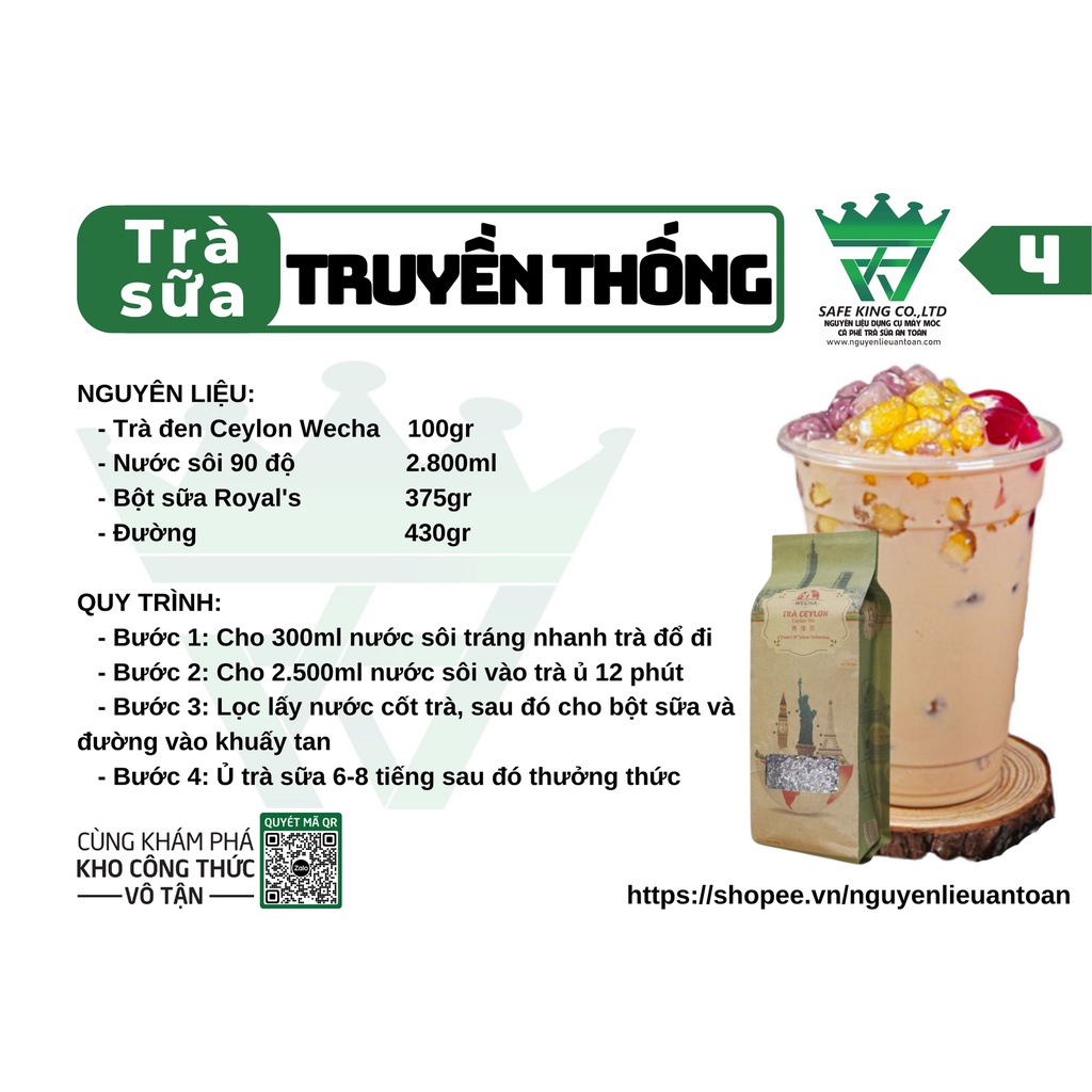 Siro Đào SAFE KING 1 Lít Pha Trà Đào, Hương Vị Đậm Đà, Vị Ngọt Tự Nhiên