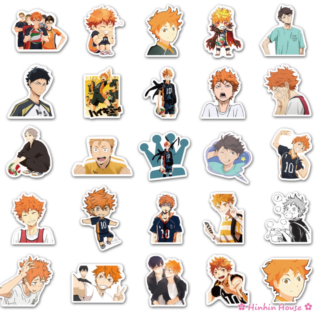 Set 50 Stickers PVC Chống Thấm Nước Chủ Đề Haikyuu Chàng Khổng Lồ Tí Hon Dán Vali, Mũ Bảo Hiểm, Laptop, Guitar,...