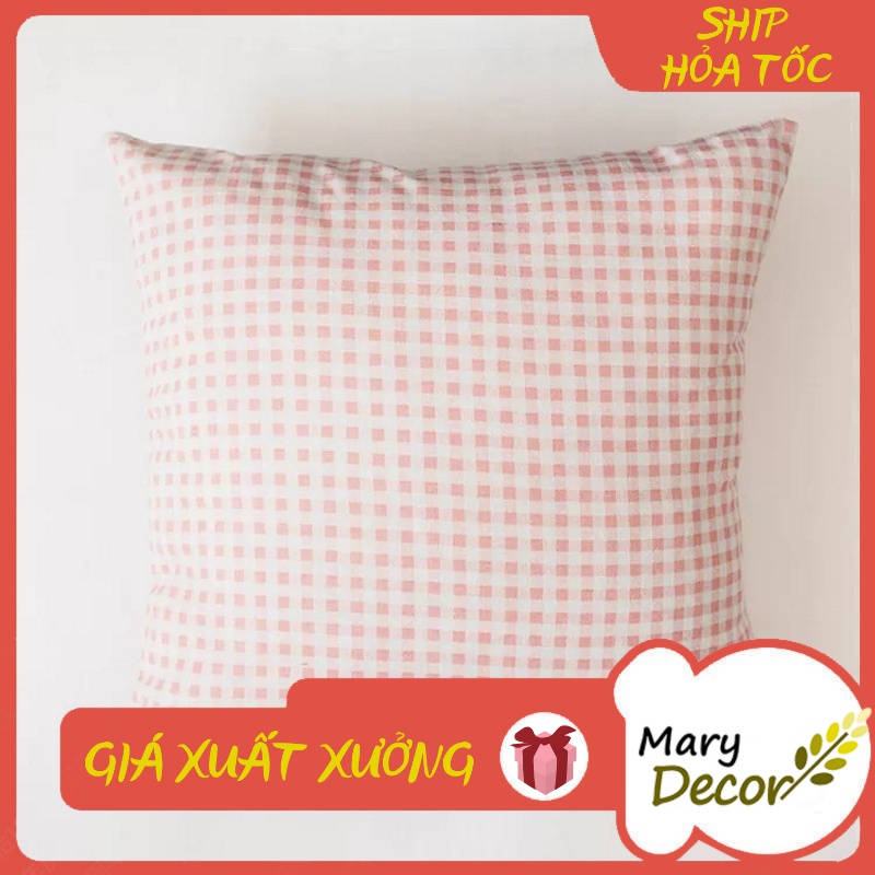 Gối tựa sofa Mary Decor - họa tiết Caro hồng G-B06