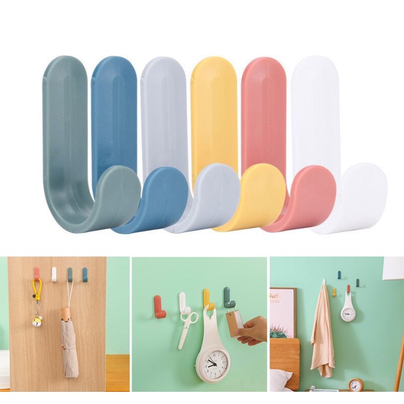 Móc cong dán tường treo tiện dụng (màu ngẫu nhiên)