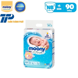 Tã/bỉm dán cao cấp moony xanh newborn90/s84/m64/l54 - nhập khẩu từ nhật bản