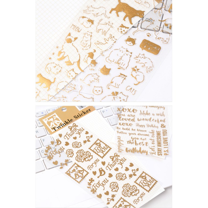 Sticker ánh nhũ AN001 trang trí scrapbook, sổ tay planner,..