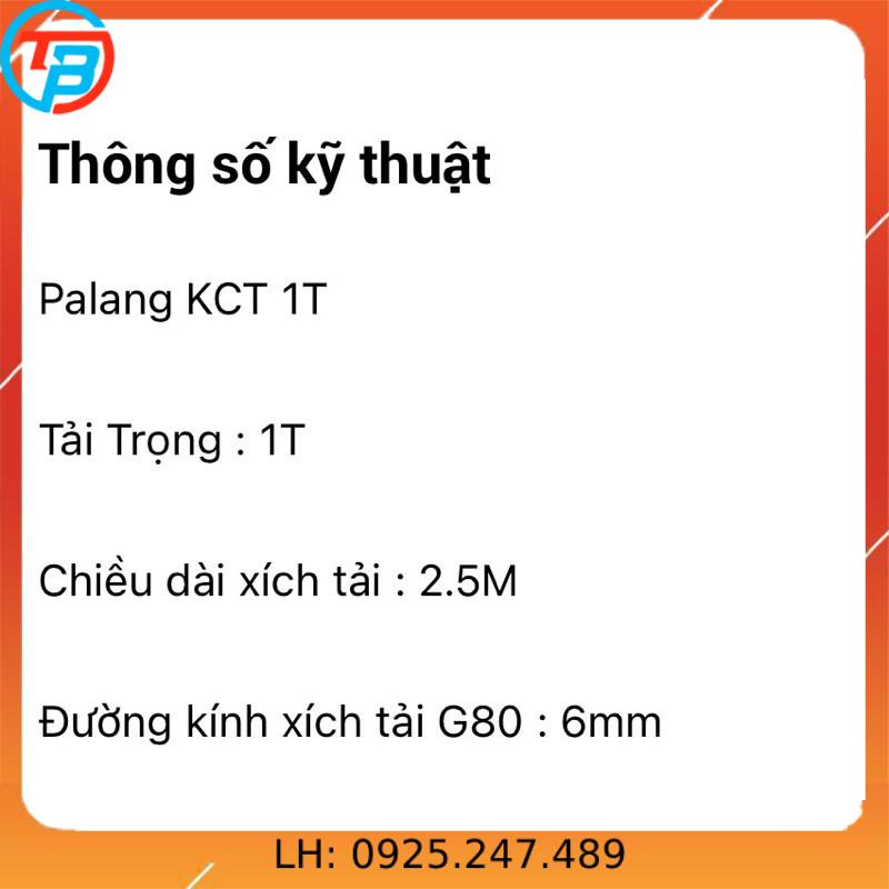 Palang Xích 1 Tấn cáp thép Thái Bình Vina