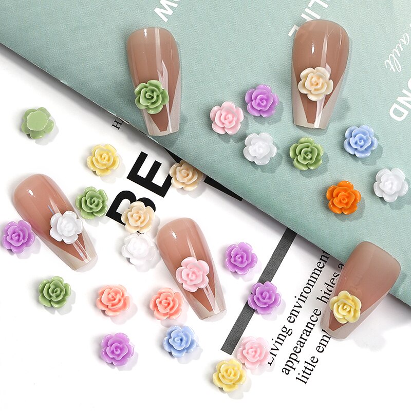 Set 20 Phụ Kiện Trang Trí Móng Tay Hình Hoa Trà 3d