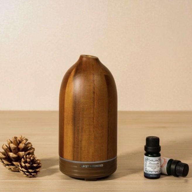 Ellestfun cao cấp - Máy khuếch tán tinh dầu cao cấp hải đăng gỗ IDANGCAP (tặng 10ml tinh dầu sả chanh)