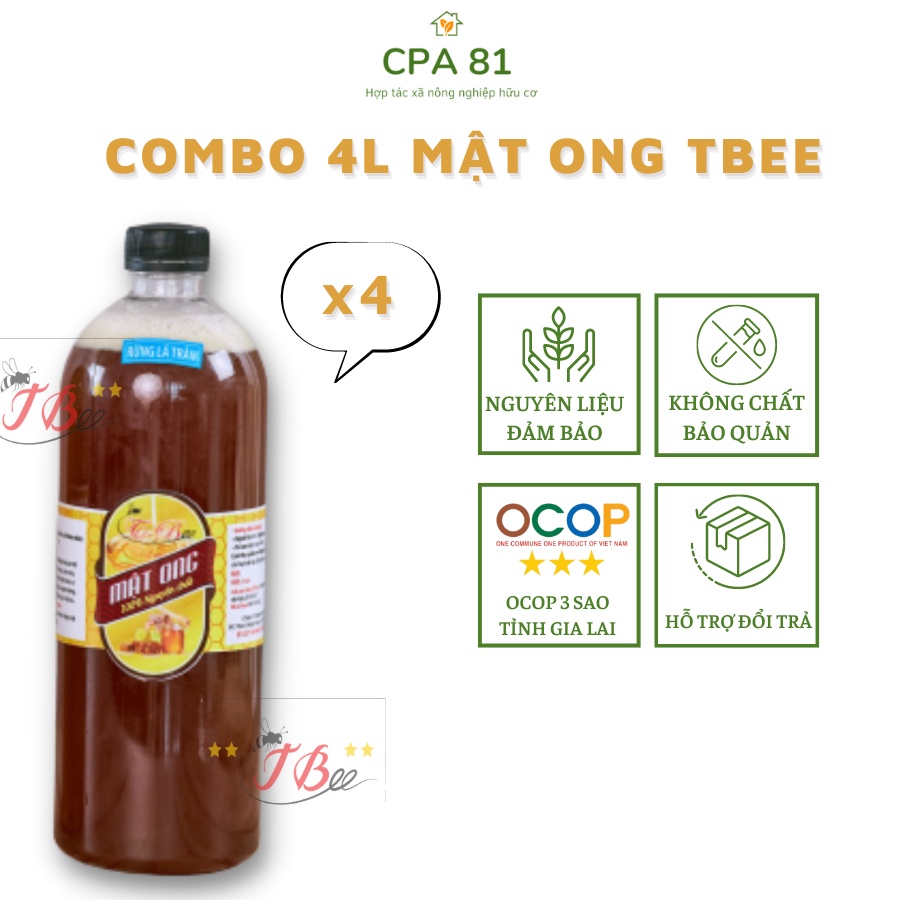 Com bo 4 lít mật ong nguyên chất