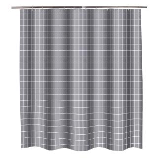 Rèm che bồn tắm chống nước và chống ẩm chất liệu polyester dày màu xám họa tiết lưới vuông