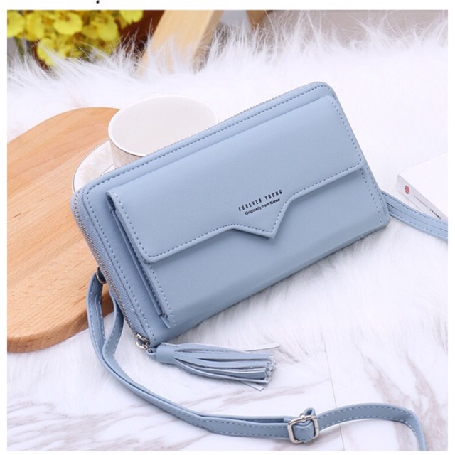 Ví cầm tay kiêm đeo chéo FY móc tua rua phong cách Hàn Quốc