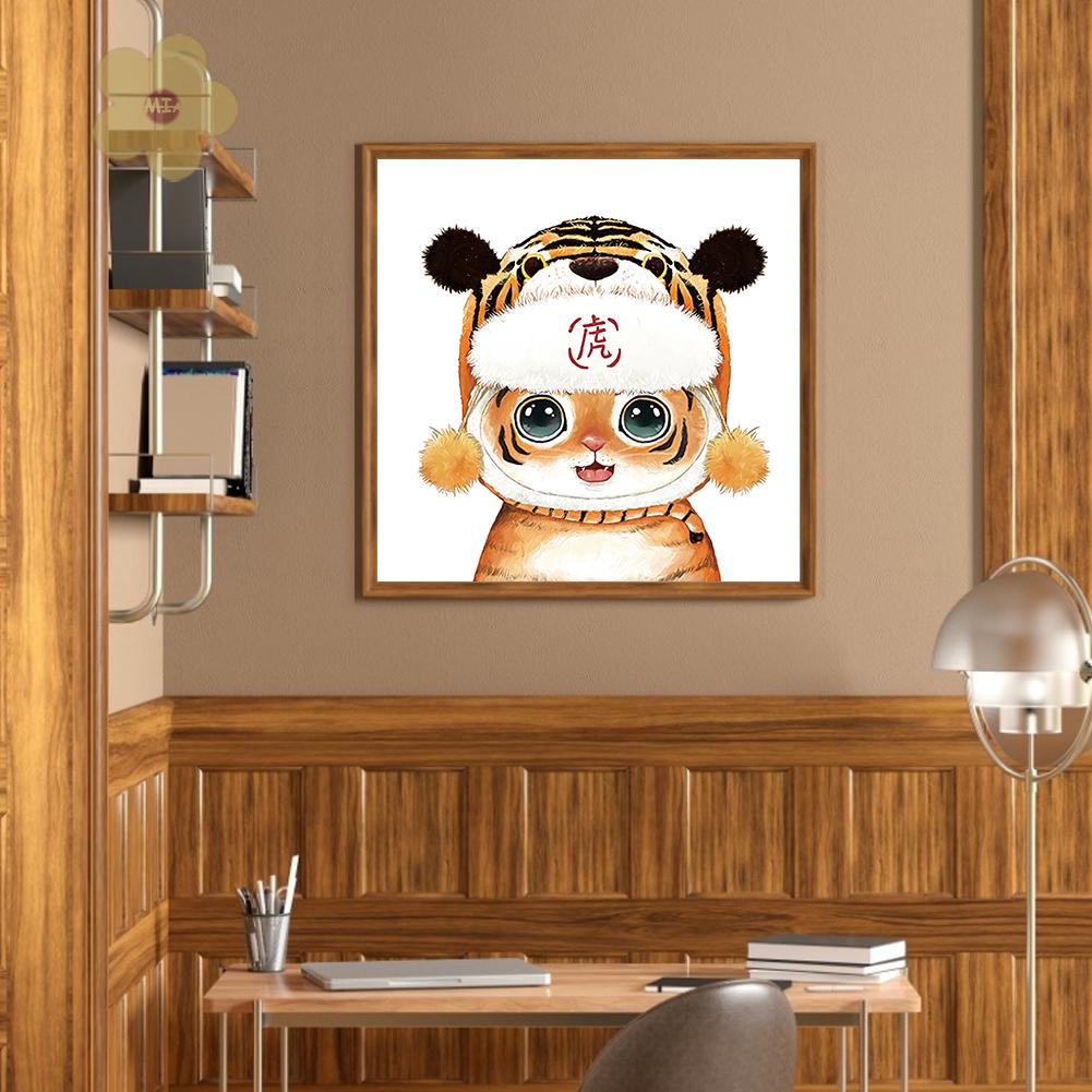 Tranh thêu chữ thập 11CT 3 sợi cotton hình con hổ trang trí nhà ở tự làm