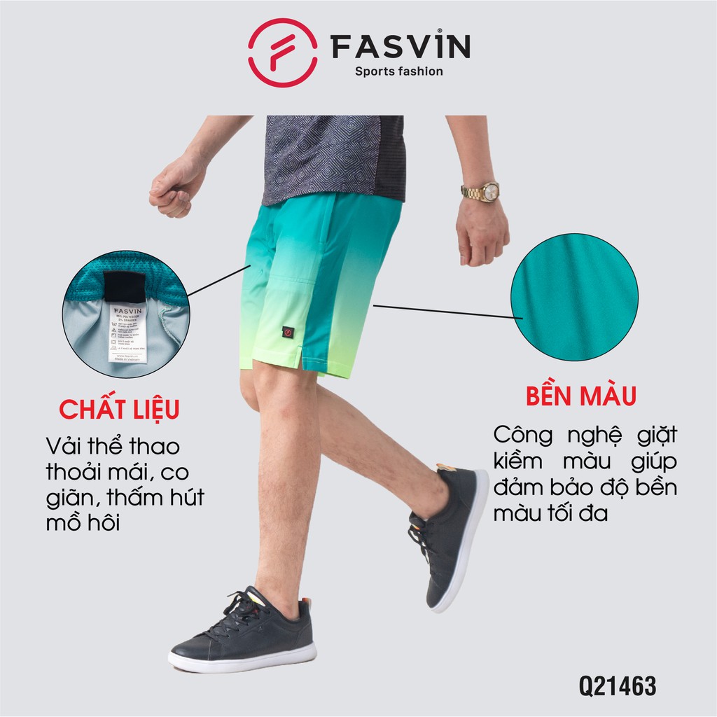 Quần short nam thể thao Fasvin S21463.HN vải gió in thăng hoa co giãn mềm mát đi bơi hay tennis