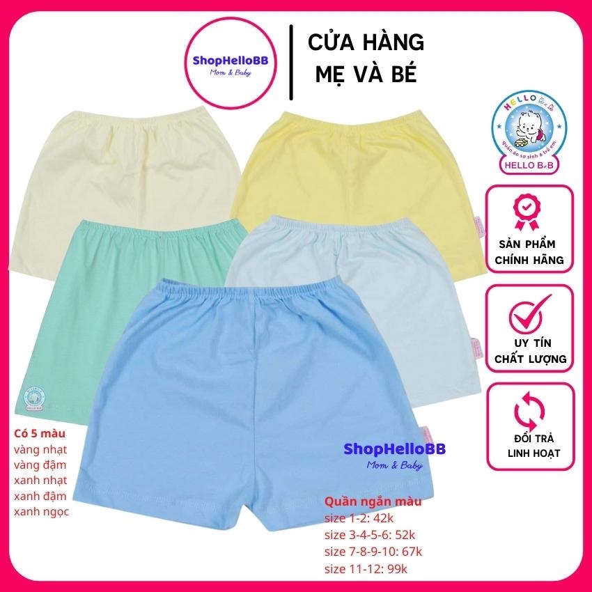 (Size bé 6-35kg) Quần ngắn màu Hello BB size 1-12 có 5 màu như hình