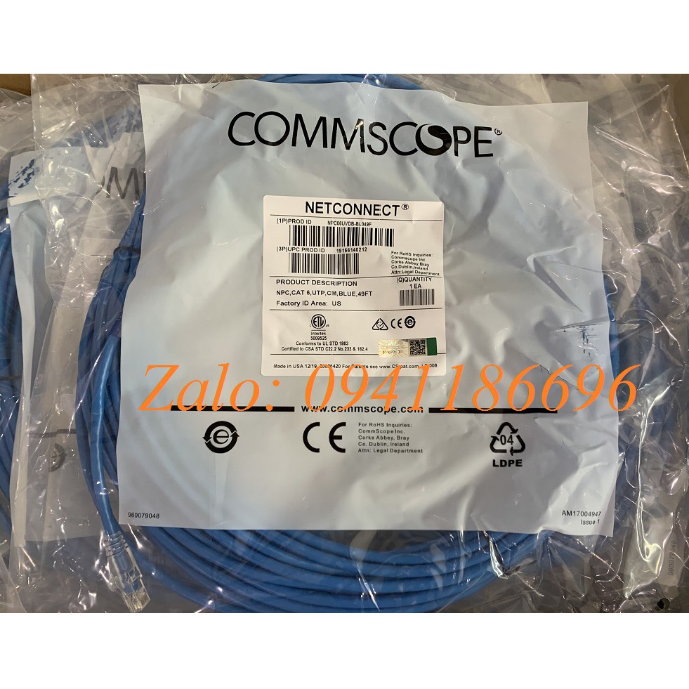 Dây cáp mạng Lan, Patch cord Cat6 15m 49feet