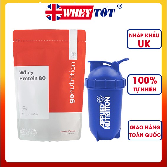 Whey protein concentrate Go Nutrition Whey Protein 80 1kg/40 Lần dùng - Hàng chính ngạch nhập UK tăng cơ giảm mỡ tập gym