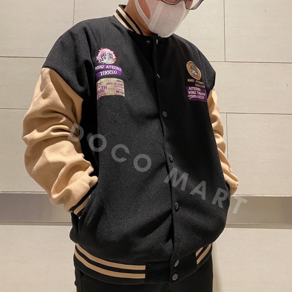 Áo Khoác Bomber Varsity Jacket Nam Nữ Chất Liệu Dạ Logo Thêu Áo 2 Lớp