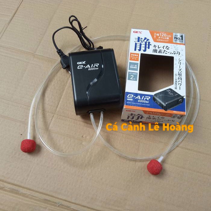 Máy Sủi Khí Oxi cho BỂ Cá Cảnh GEX 6000SB 2 vòi Siêu Êm - Tặng Ngay 2M Dây và 2 Viên Sủi
