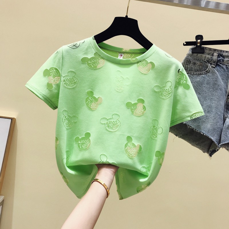 Áo thun cotton in họa tiết nổi nhiều màu đủ size