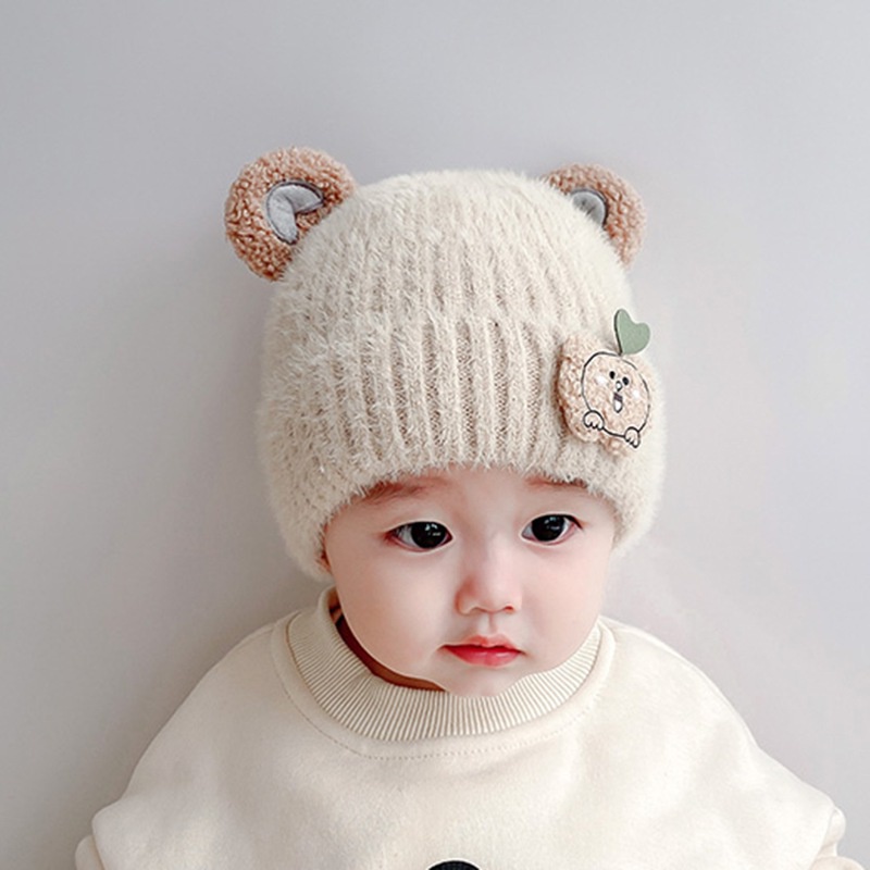Mũ len lót nhung ấm áp chống gió phong cách Hàn Quốc đáng yêu dành cho bé gái