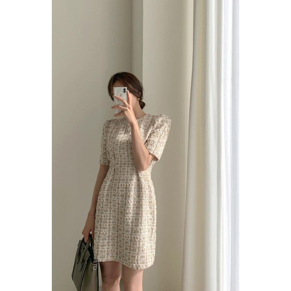 Milly Dress - Đầm vải bố xếp ly eo