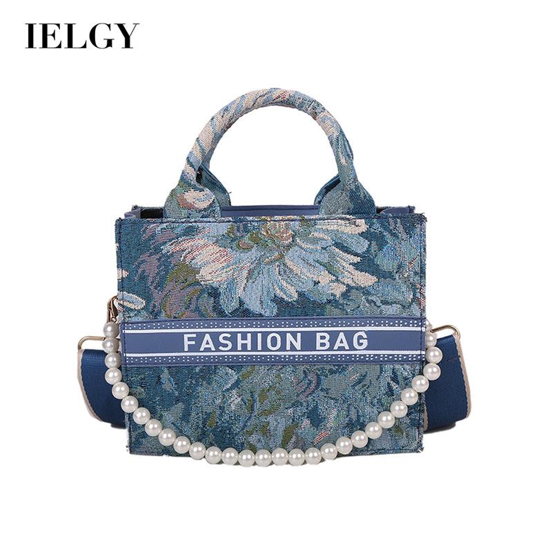 Túi Đeo Chéo Họa Tiết Kẻ Sọc Đính Ngọc Trai Phong Cách Hàn Quốc Thời Trang Cho Nữ