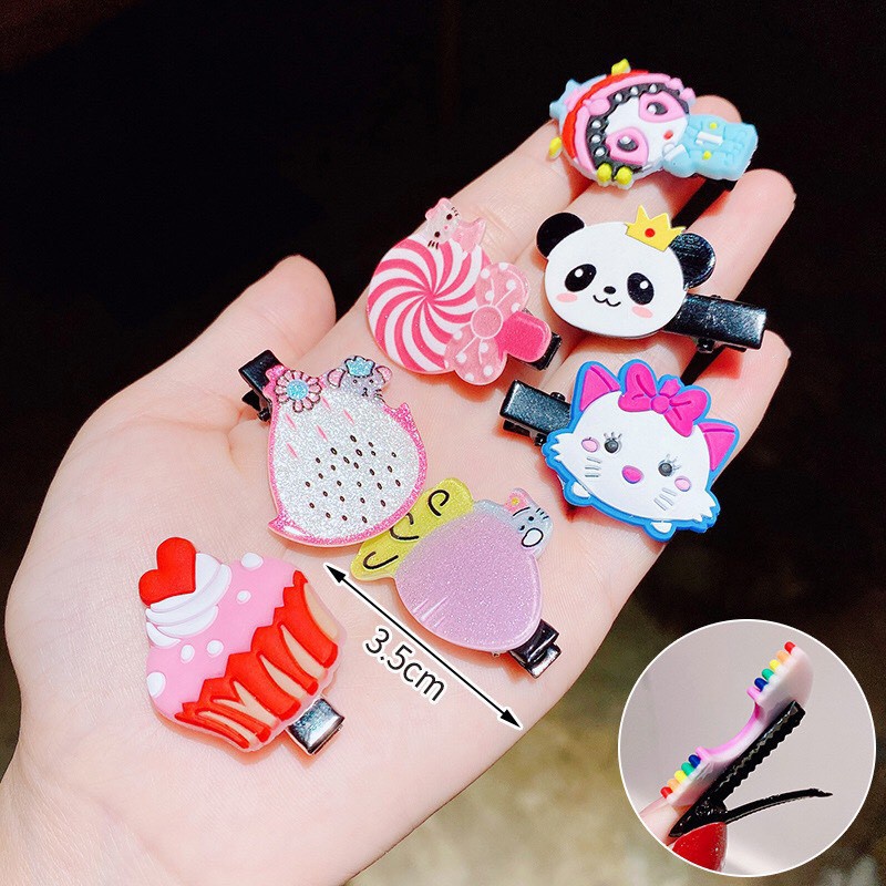 Set 10 kẹp tóc họa tiết hoạt hình dễ thương cho bé