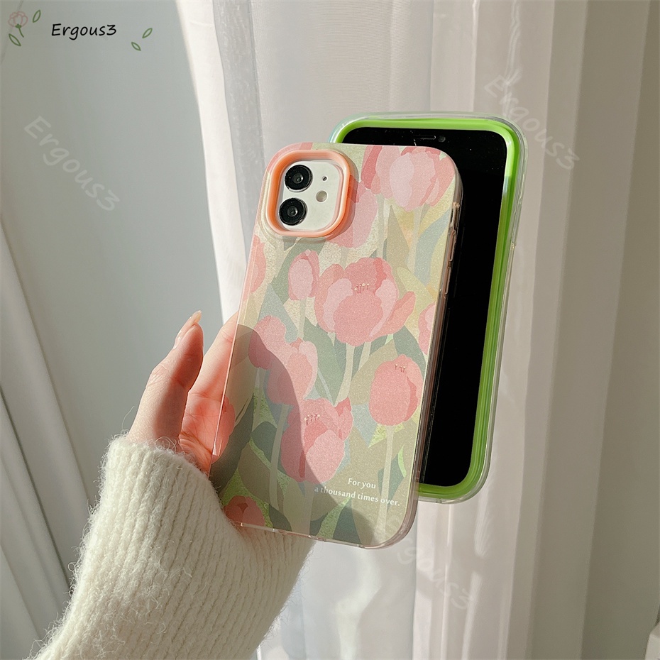 Ốp Điện Thoại Hình Hoa Tulip Hồng Cho iPhone 13 12 11 Pro Max 8 7 Plus X XS Xr XS Max SE2020