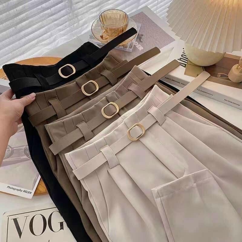 Quần tây nữ baggy công sở đi học, đi làm lưng cạp cao tặng kèm đai chất ruby cao cấp