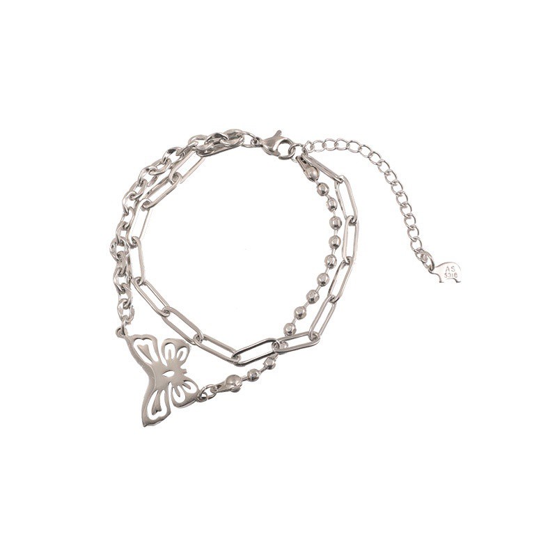 Vòng Đeo Tay Hai Lớp Hình Bướm 191145Vòng Tay Cảm Giác Phong Cách Hàn Quốc Cá Tính