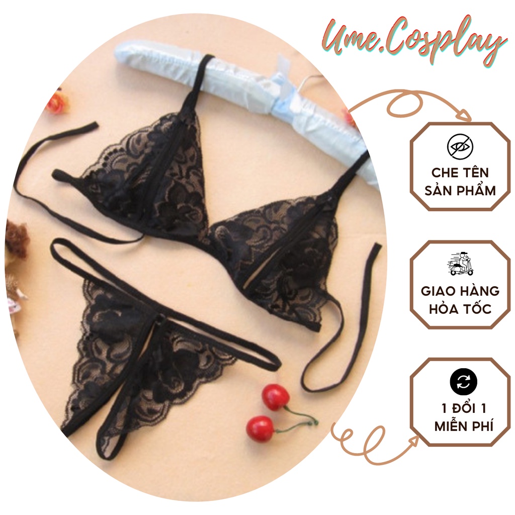 Đồ cosplay sexy hai mảnh UME COSPLAY kèm quần lọt khe, váy ngủ 2 dây gợi cảm, bikini quyến rũ