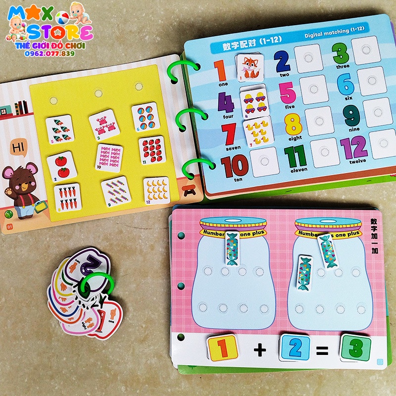 Học Liệu Toán học thông minh, Học Liệu Bóc Dán Montessori đầu đời Giáo Dục Sớm Cho Bé Từ 3 Tuổi