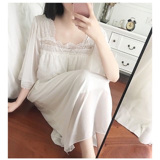 Váy ngủ bánh bèo tay ngắn tiểu thư