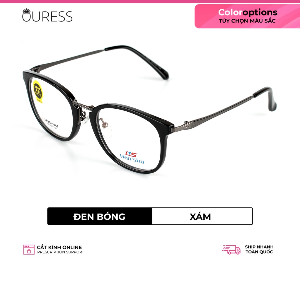 Gọng kính TR90 phối càng hợp kim cao cấp bền đẹp thời trang – hàng chính hãng OURESS 9265