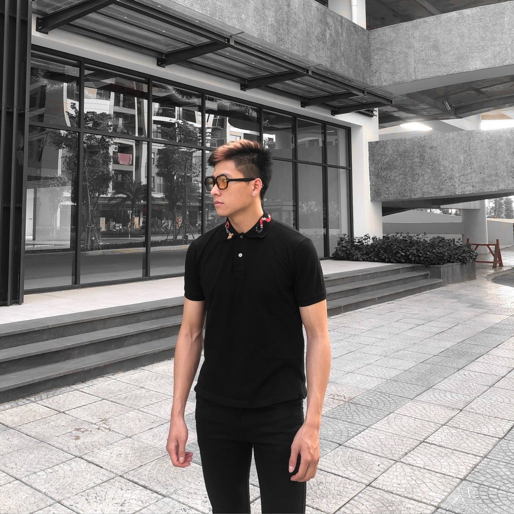 Áo Polo nam TouchMe thêu cổ họa tiết Bee & Snake chất polo thoáng mát,màu đen cao cấp  | Sản phẩm mới 2021