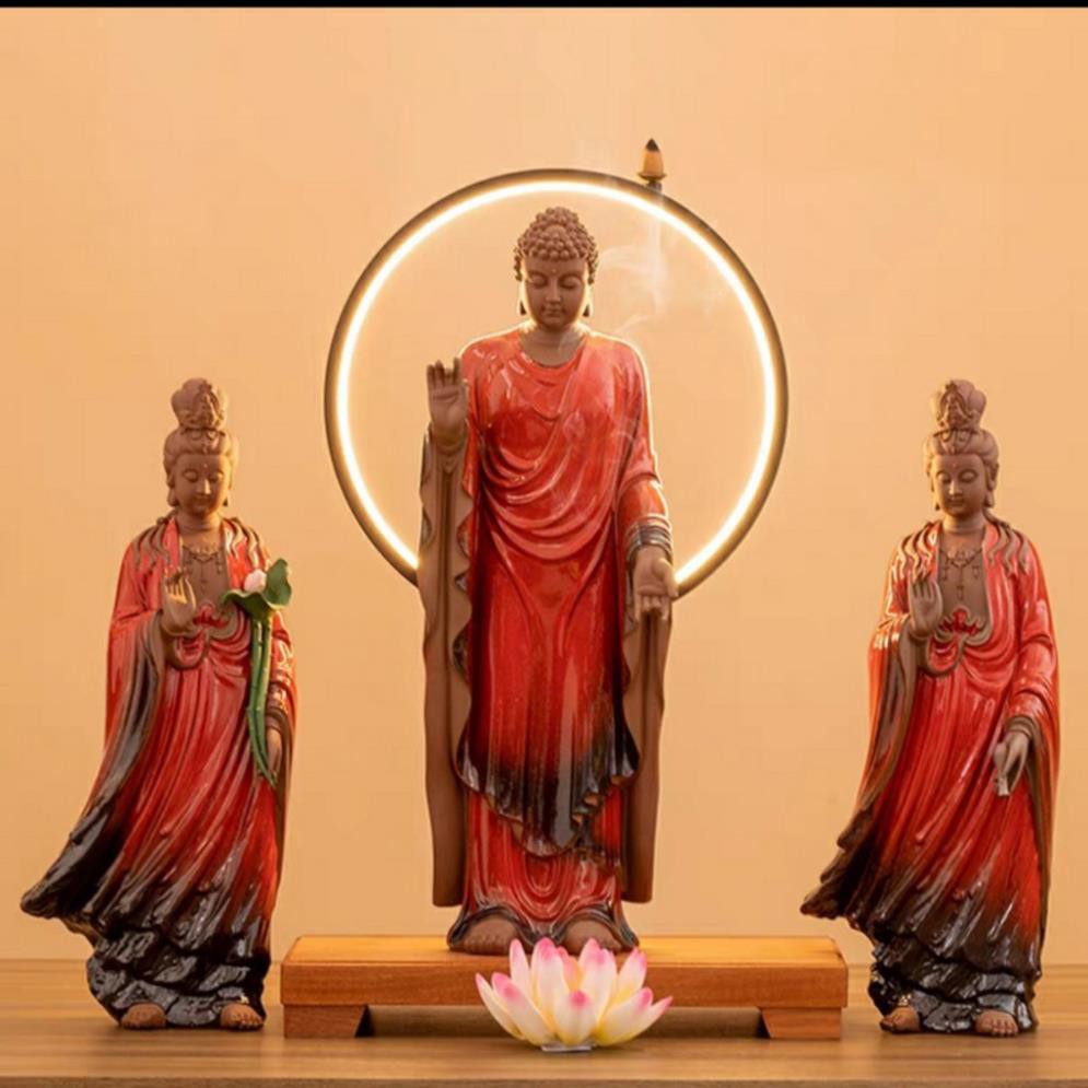 Tượng phật Quan Âm Như Lai gốm tử sa cao câp trang trí decor không gian thanh tịnh thiền tâm