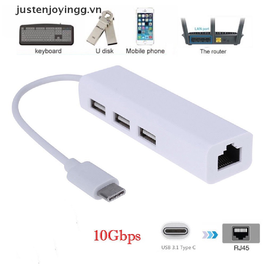 Bộ chuyển đổi cáp USB-C USB 3.1 type C sang USB RJ45 Ethernet Lan thích hợp cho máy tính Macbook