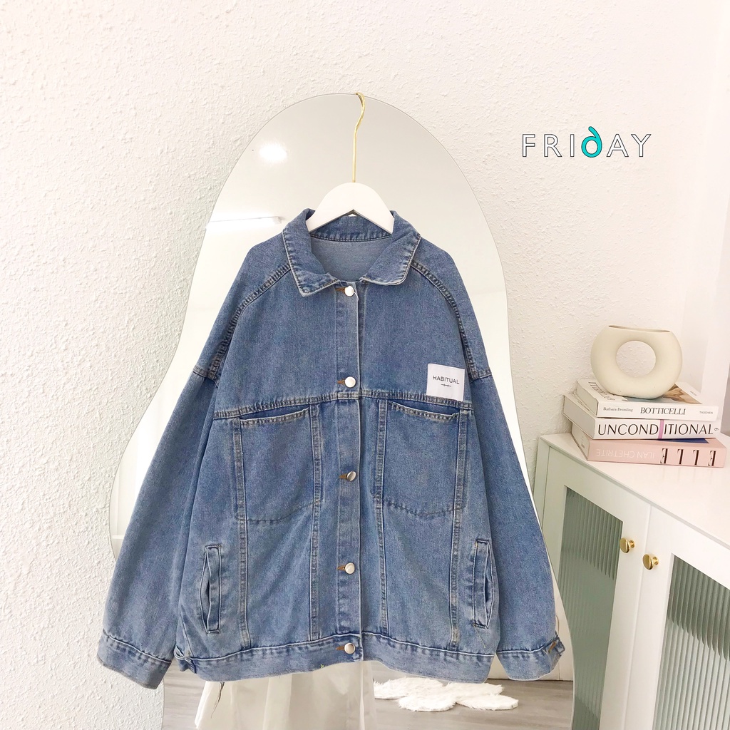 Áo khoác bò freesize Friday 2BG801KX tag chữ Hatiual