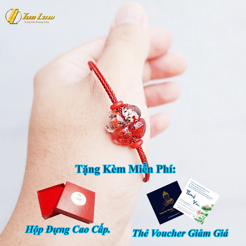 Vòng tay cỏ 4 lá may mắn ưu linh màu đỏ hợp mệnh hỏa thổ mang lại hạnh phúc bình an - Tuệ Lâm