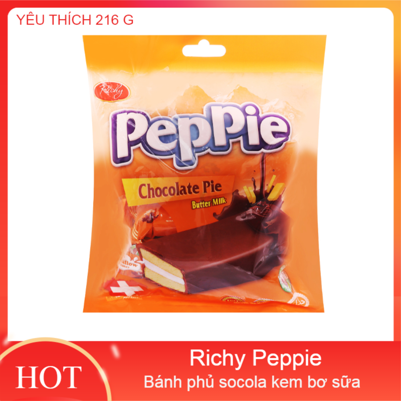 Bánh phủ socola kem bơ sữa Richy Peppie gói 216g