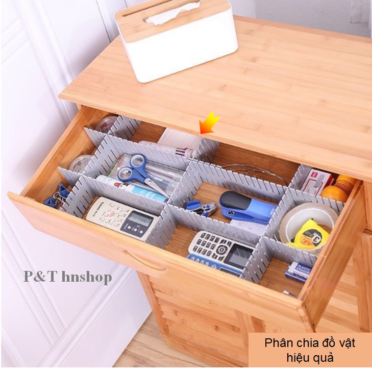 Thanh Chia Ngăn Kéo Tủ Thông Minh Bằng Nhựa Bộ 4 Thanh 47x7 Cm